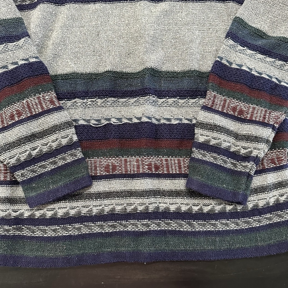 VTG Women's Soatanza Grandpa Core Sweater Chunky Knit 90's Stripe Blue Gray Lg - Picture 7 of 10